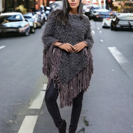 Poncho polaire à franges Le poncho c'est stylé boheme