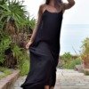 Robe Déesse noire dos nu La plage beachwear