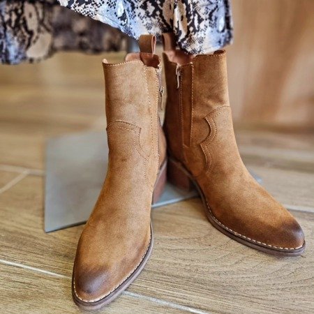 Boots santiags effet cuir vieilli Les chaussures boho chic