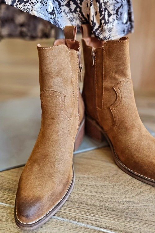 Boots santiags effet cuir vieilli Les chaussures boho chic