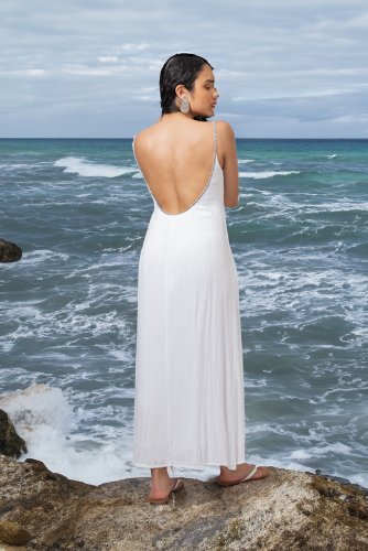 Robe déesse dos nu couleur blanc La plage beachwear
