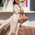 Le kimono long en dentelle de coton La plage 100% coton