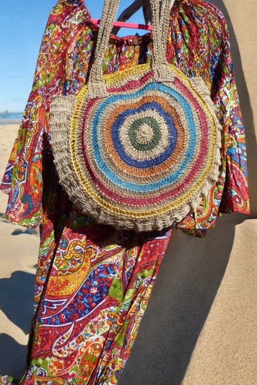 Sac rond en crochet hippie style Cabas boheme